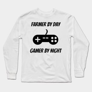 Farmer By Day Gamer By Night Long Sleeve T-Shirt